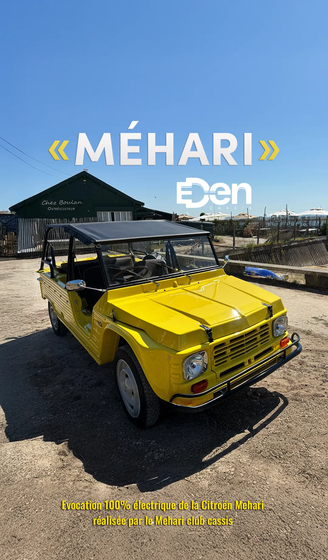 Méhari Eden Atacama jaune sur une route côtière